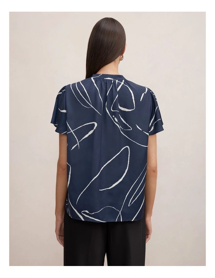 Brodie Flutter Sleeves Blouse in Blue image 2