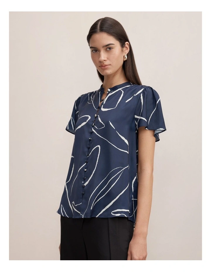 Brodie Flutter Sleeves Blouse in Blue image 3