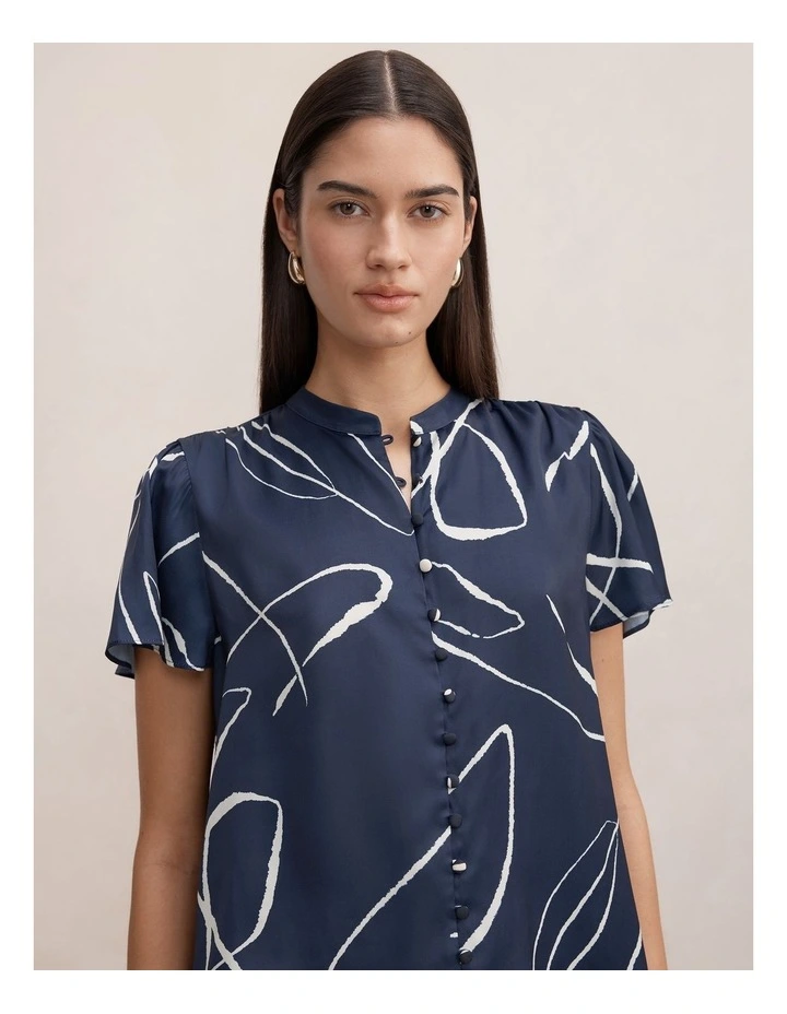 Brodie Flutter Sleeves Blouse in Blue image 4