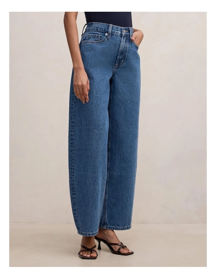 Emma Mid Rise Barrel Jeans in Blue image 3