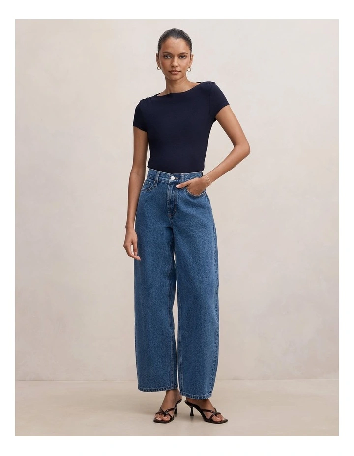 Emma Mid Rise Barrel Jeans in Blue image 5