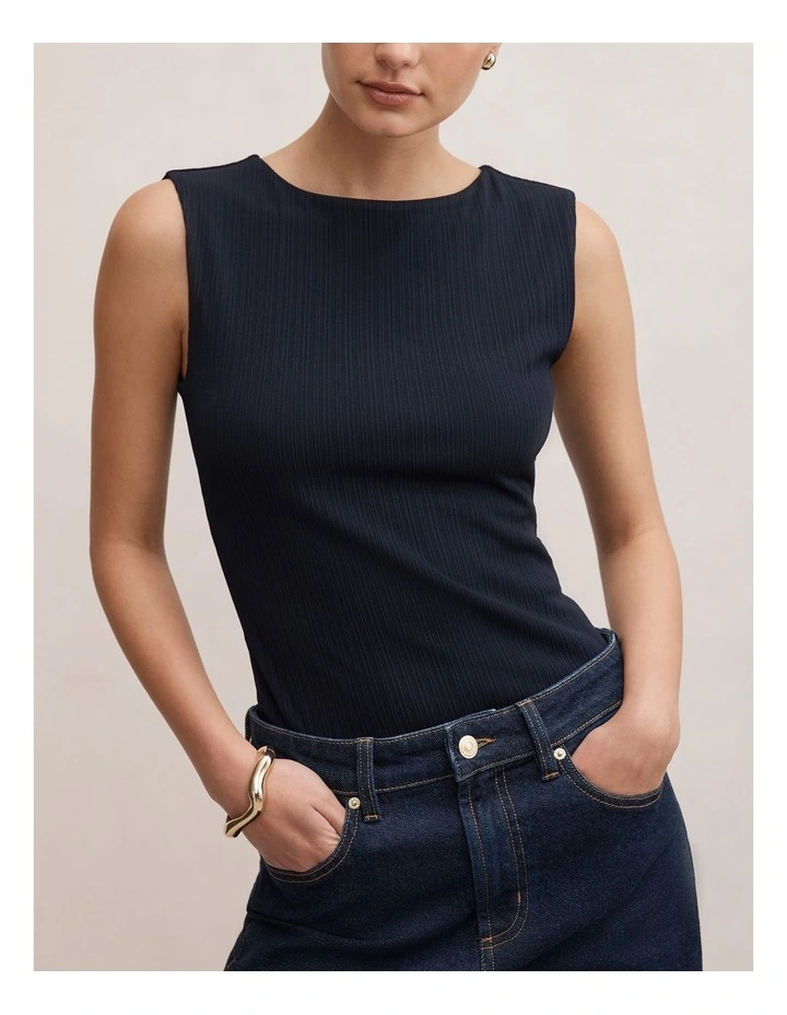 Frankie Boat Neck Tank Top in Blue image 4