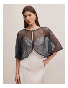 Eloise Bead Cape in Navy