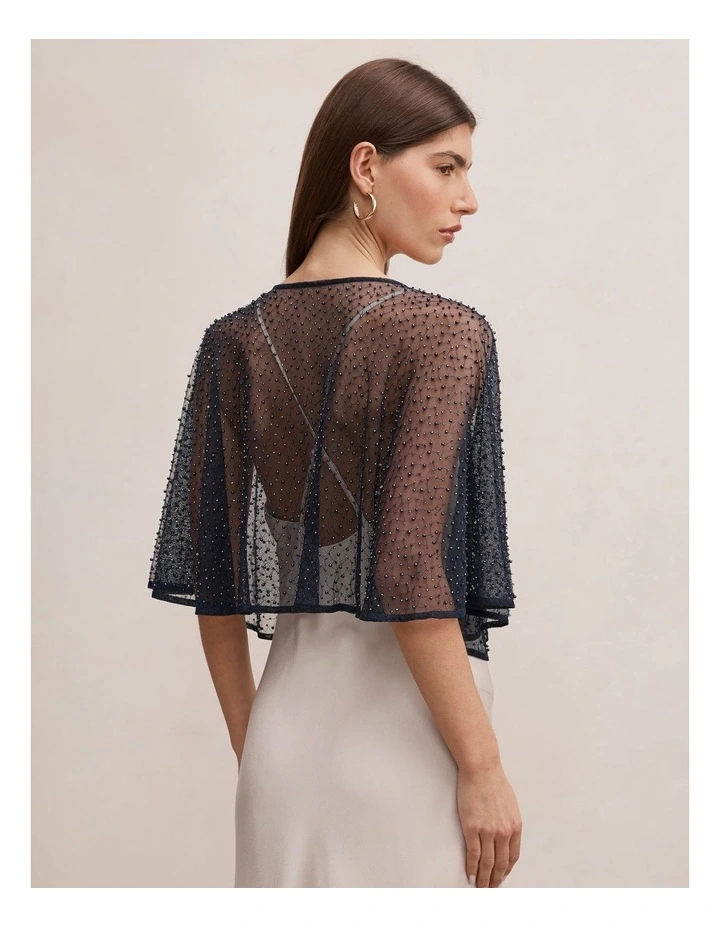 Eloise Bead Cape in Navy image 2