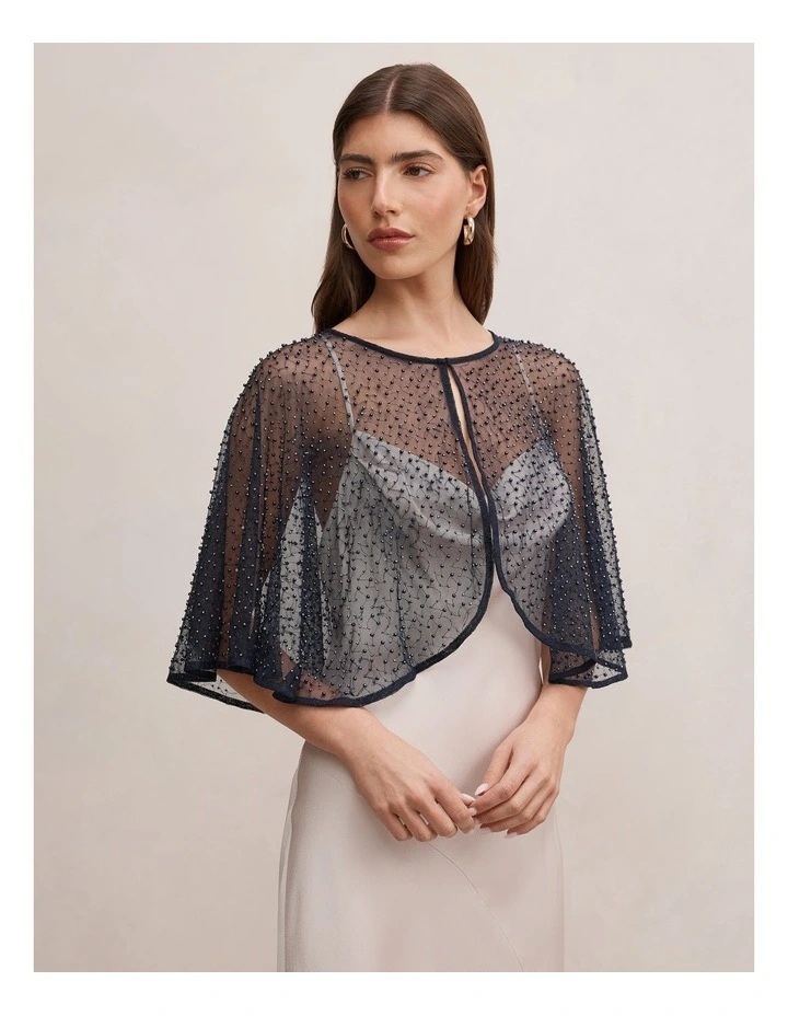 Eloise Bead Cape in Navy image 3