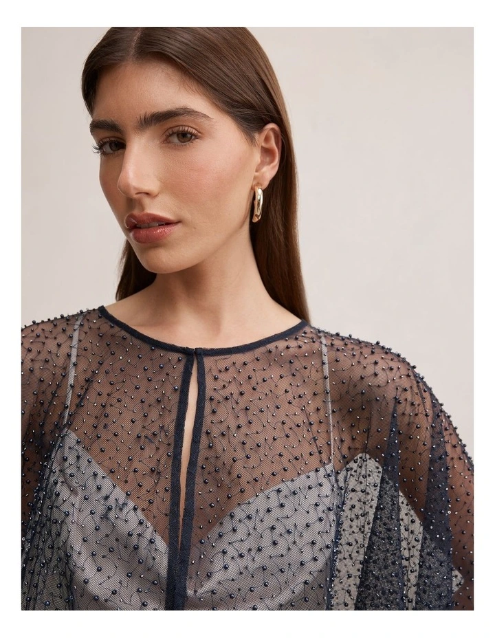 Eloise Bead Cape in Navy image 4