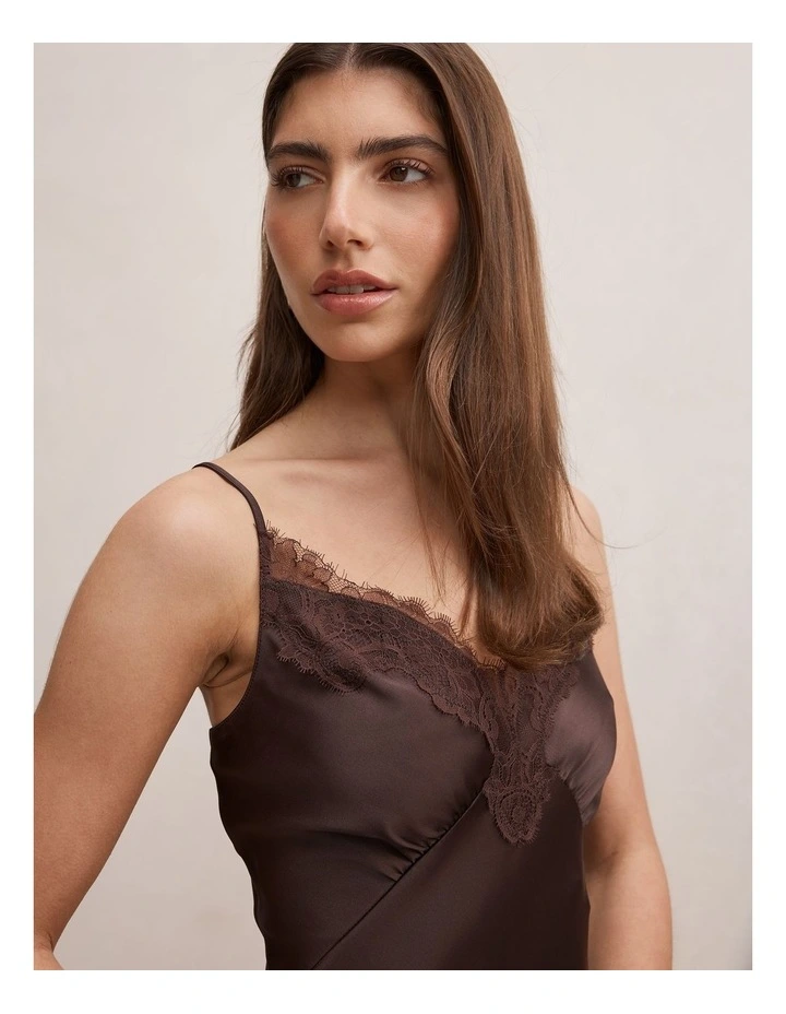 Frannie Lace Trim Mini Dress in Chocolate image 4