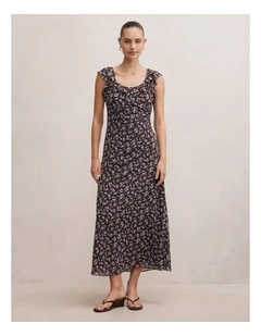 Paige Ruffle Midi Dress in Choc Ray Ditsy