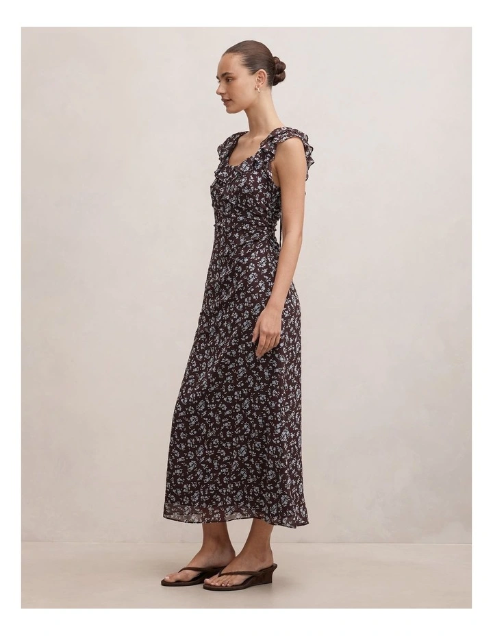 Paige Ruffle Midi Dress in Choc Ray Ditsy image 3