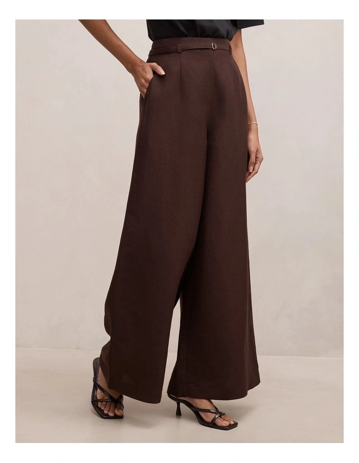 Matilda Linen Blend Pants in Brown image 3