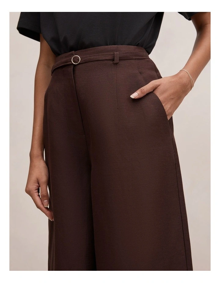 Matilda Linen Blend Pants in Brown image 4