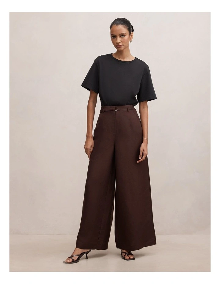 Matilda Linen Blend Pants in Brown image 5