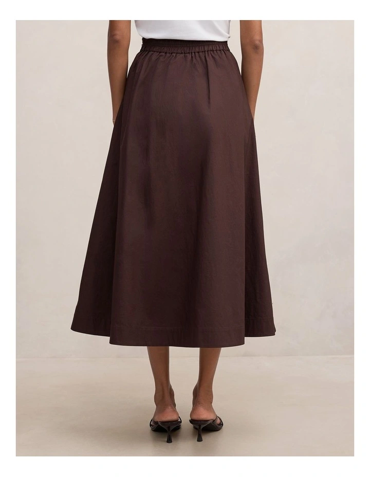 Chrissy Cotton Midi Skirt in Brown image 2
