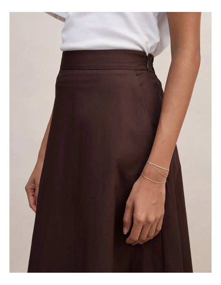 Chrissy Cotton Midi Skirt in Brown image 4