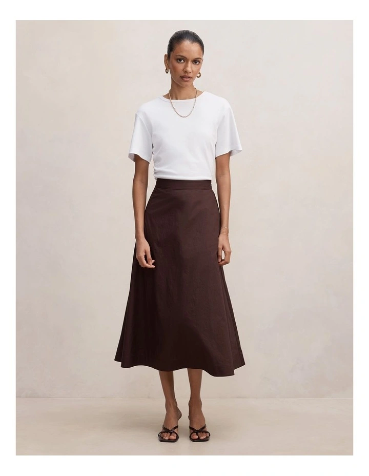 Chrissy Cotton Midi Skirt in Brown image 5
