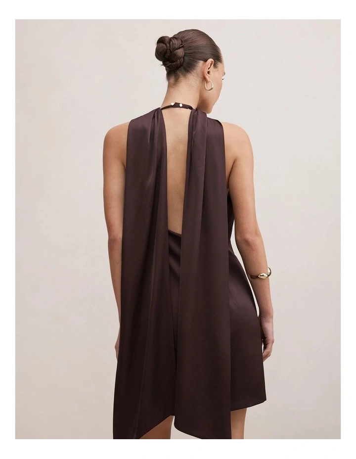 Rowena Mini Scarf Dress in Brown image 2