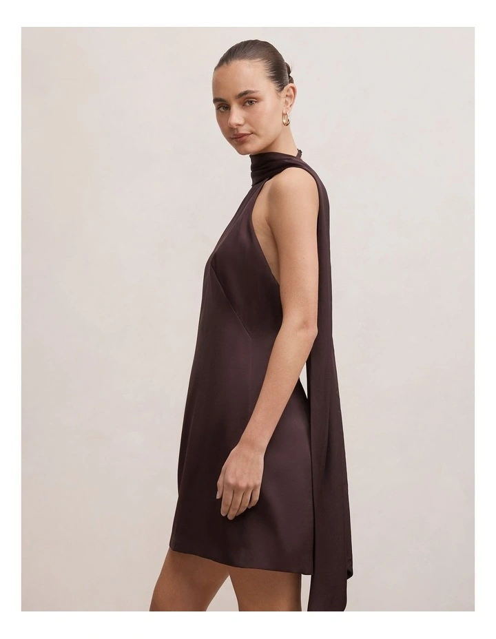 Rowena Mini Scarf Dress in Brown image 3