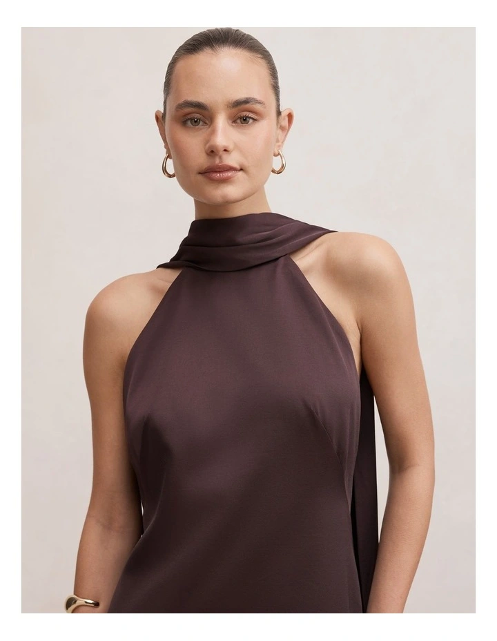 Rowena Mini Scarf Dress in Brown image 4