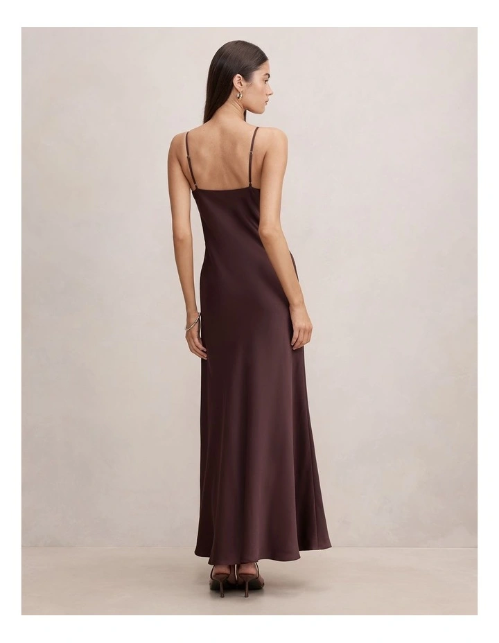 Ivara Lace Cowl Neck Maxi Dress in Brown image 2