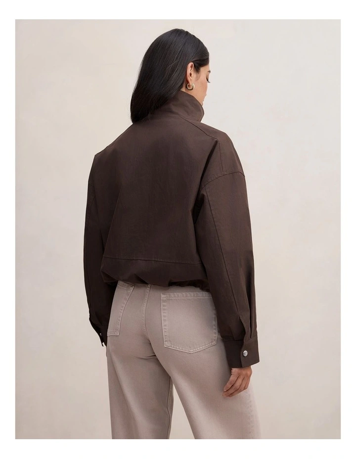 Brooke Funnel Neck Jacket in Brown image 2