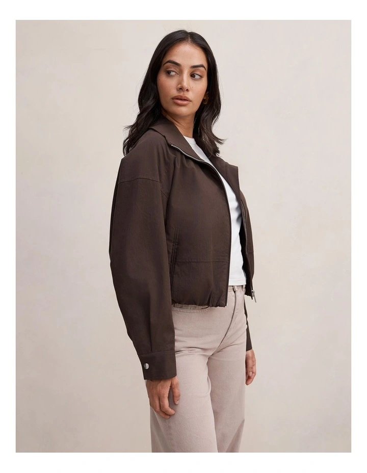 Brooke Funnel Neck Jacket in Brown image 3