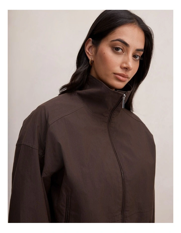 Brooke Funnel Neck Jacket in Brown image 4