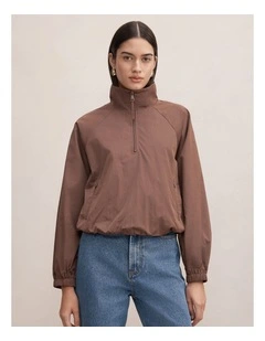 Kim Quarter Zip Windbreaker Jacket in Brown