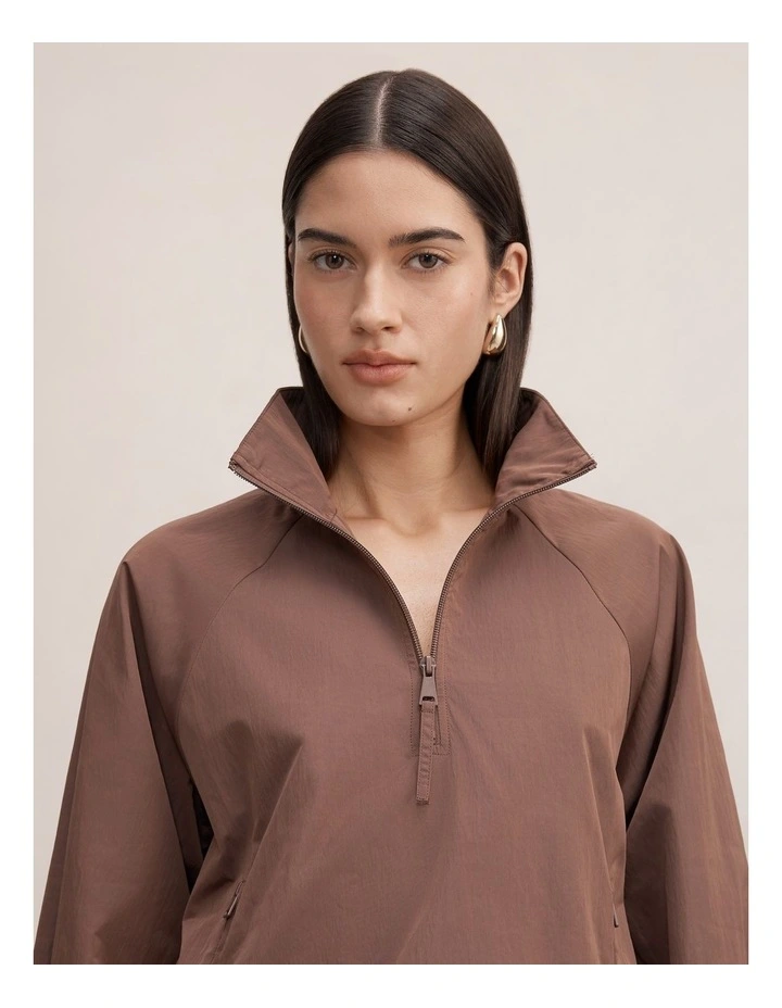 Kim Quarter Zip Windbreaker Jacket in Brown image 4