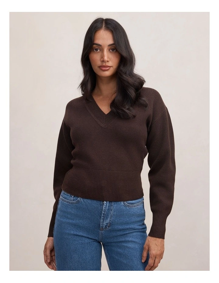 Raya V-Neck Sweater in Brown image 1