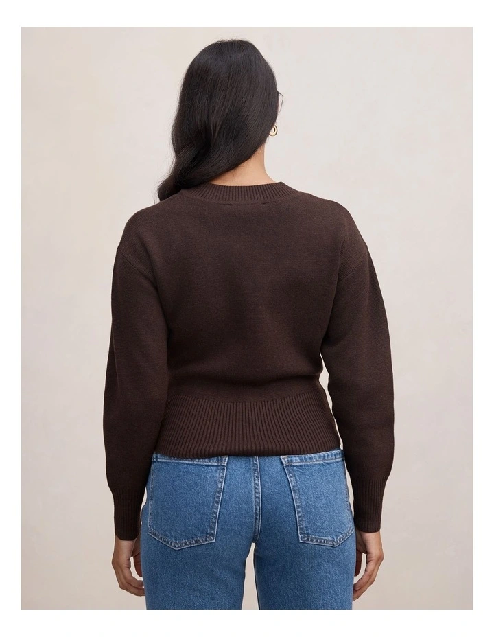 Raya V-Neck Sweater in Brown image 2