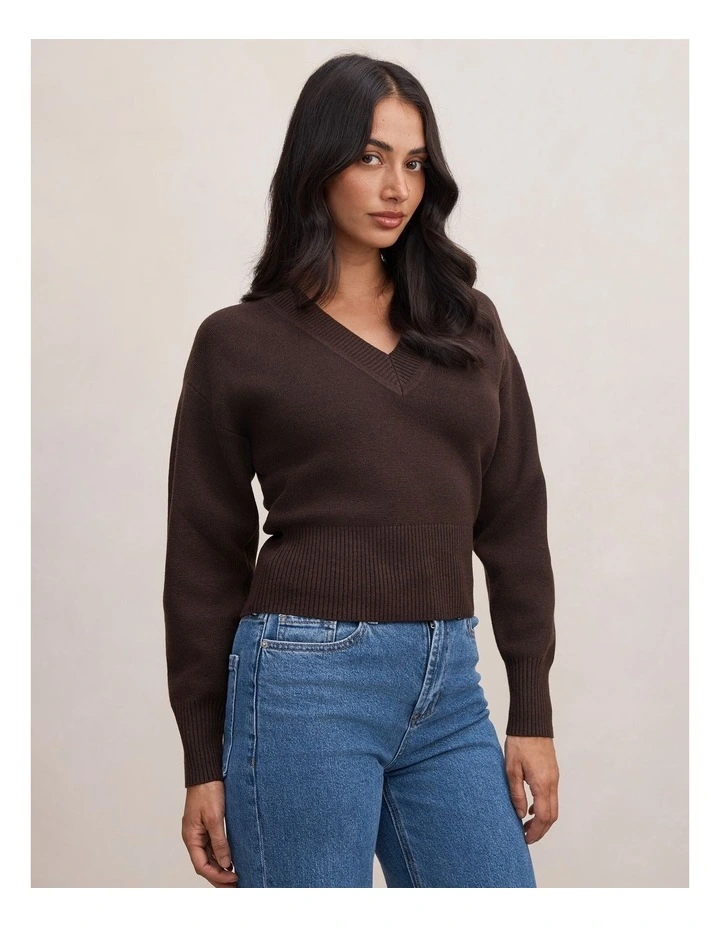 Raya V-Neck Sweater in Brown image 3