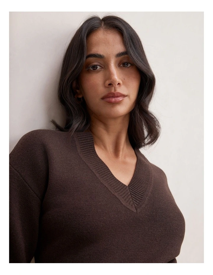 Raya V-Neck Sweater in Brown image 4