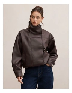 Bex Double Funnel Neck Jacket in Red