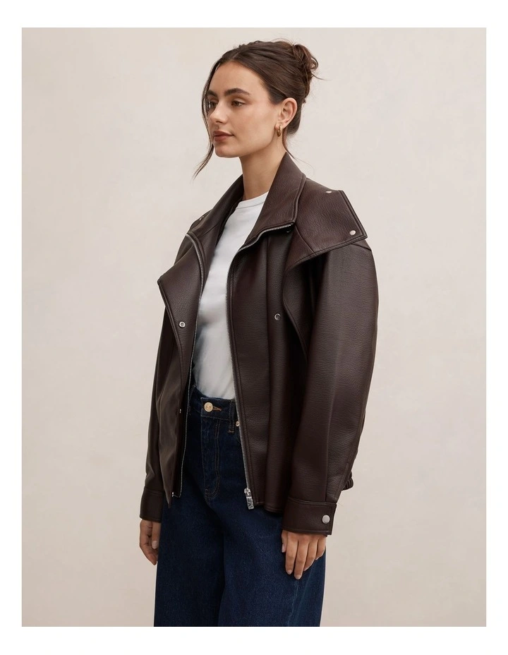 Bex Double Funnel Neck Jacket in Red image 3