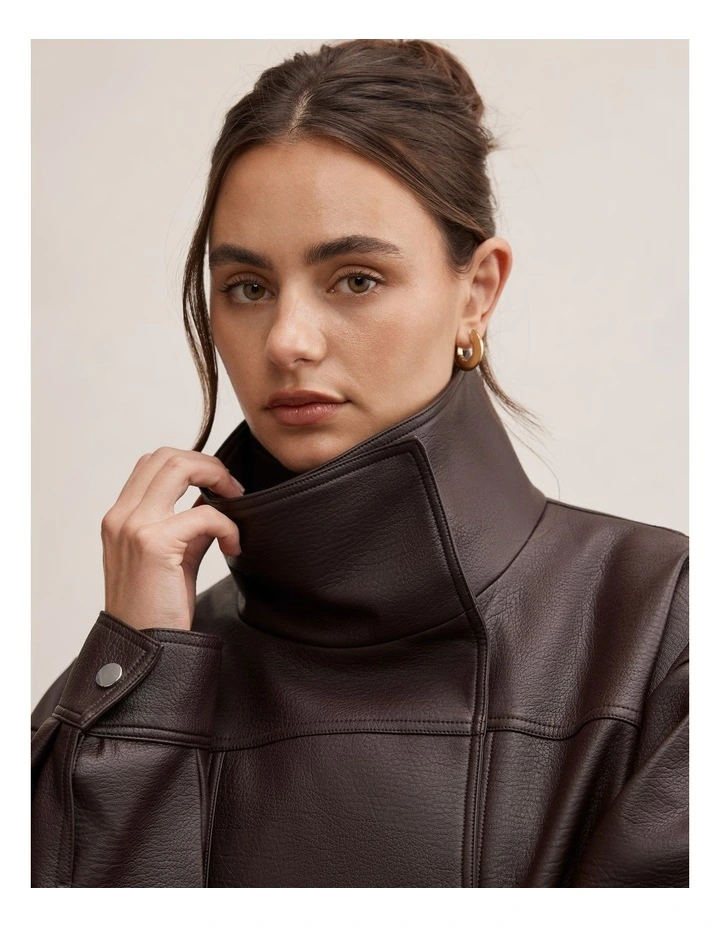 Bex Double Funnel Neck Jacket in Red image 4