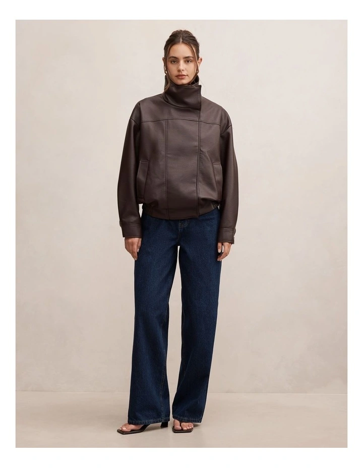 Bex Double Funnel Neck Jacket in Red image 5