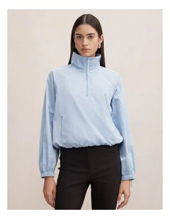 Kim Quarter Zip Windbreaker Jacket in Blue