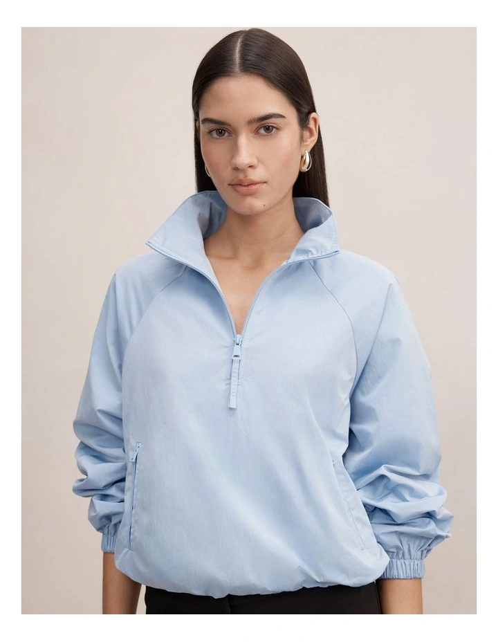 Kim Quarter Zip Windbreaker Jacket in Blue image 4