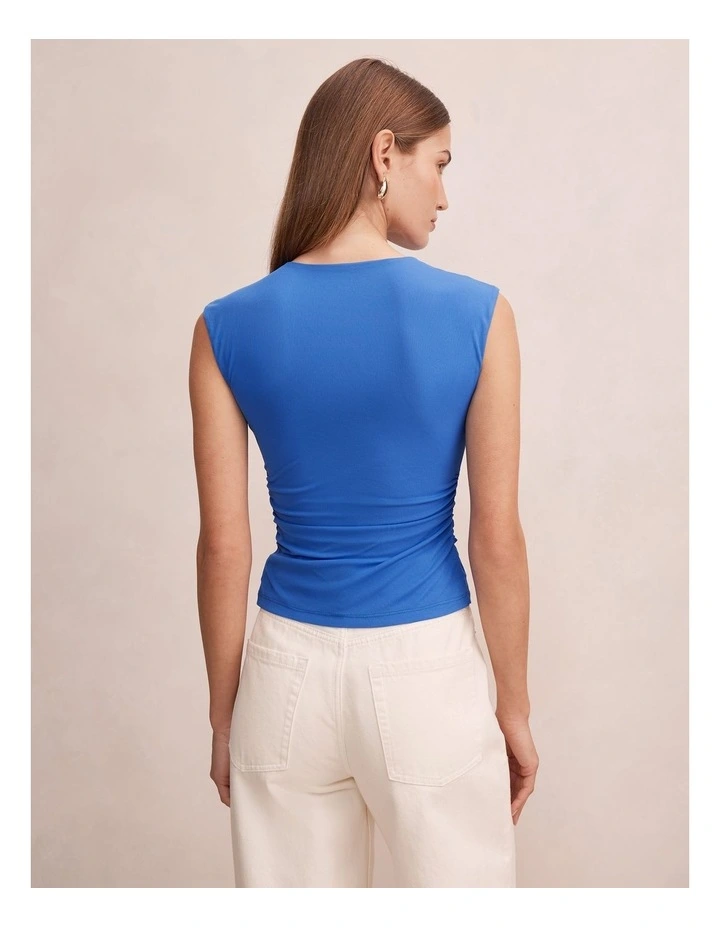 Arlette Keyhole Mesh Top in Blue image 2