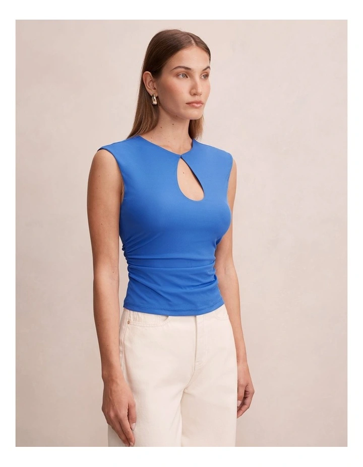 Arlette Keyhole Mesh Top in Blue image 3
