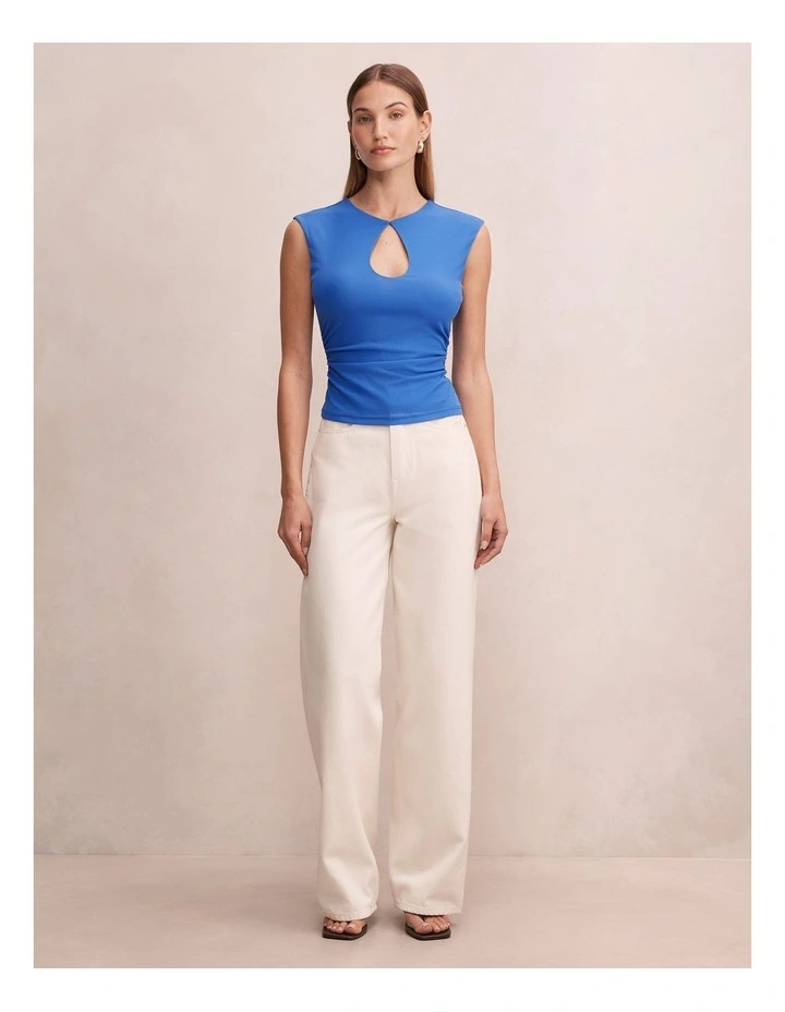 Arlette Keyhole Mesh Top in Blue image 5