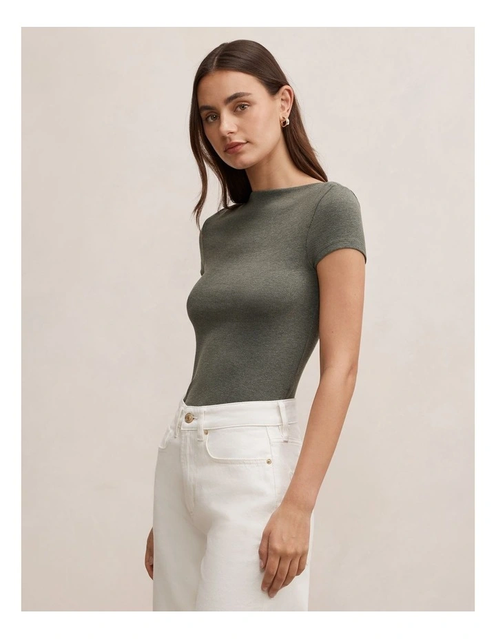 Andie Boat Neck Baby T-shirt in Green image 3