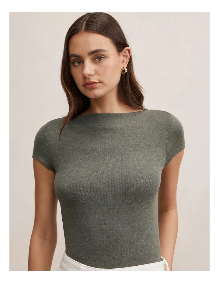 Andie Boat Neck Baby T-shirt in Green image 4