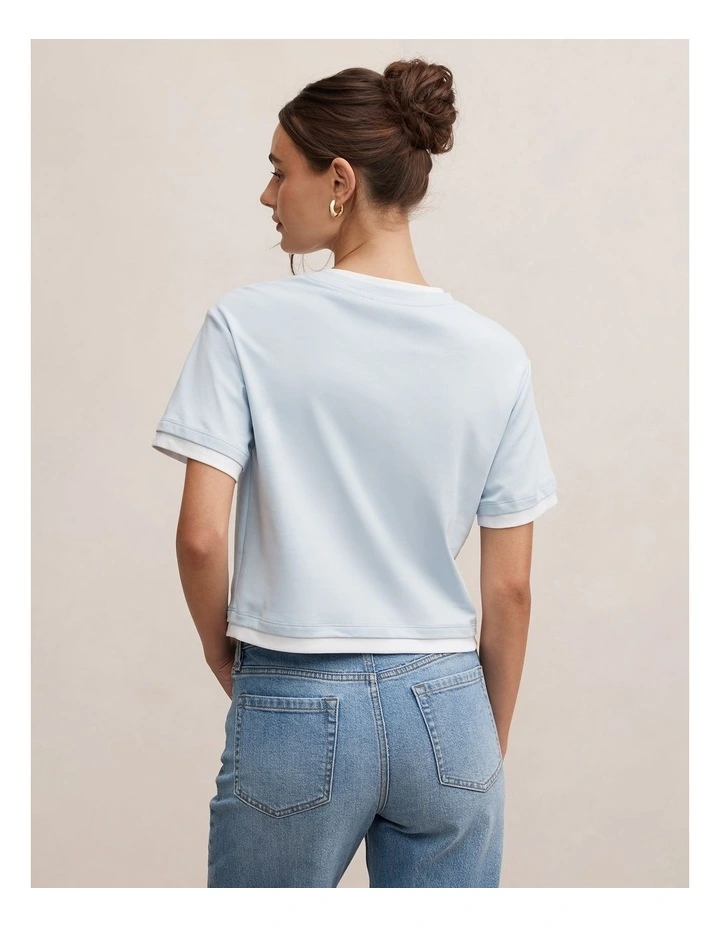 Charlie Contrast Layered T-shirt in Blue image 2