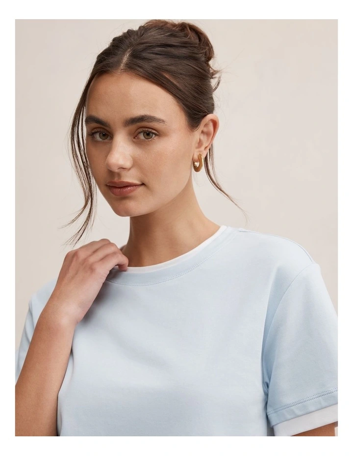 Charlie Contrast Layered T-shirt in Blue image 4
