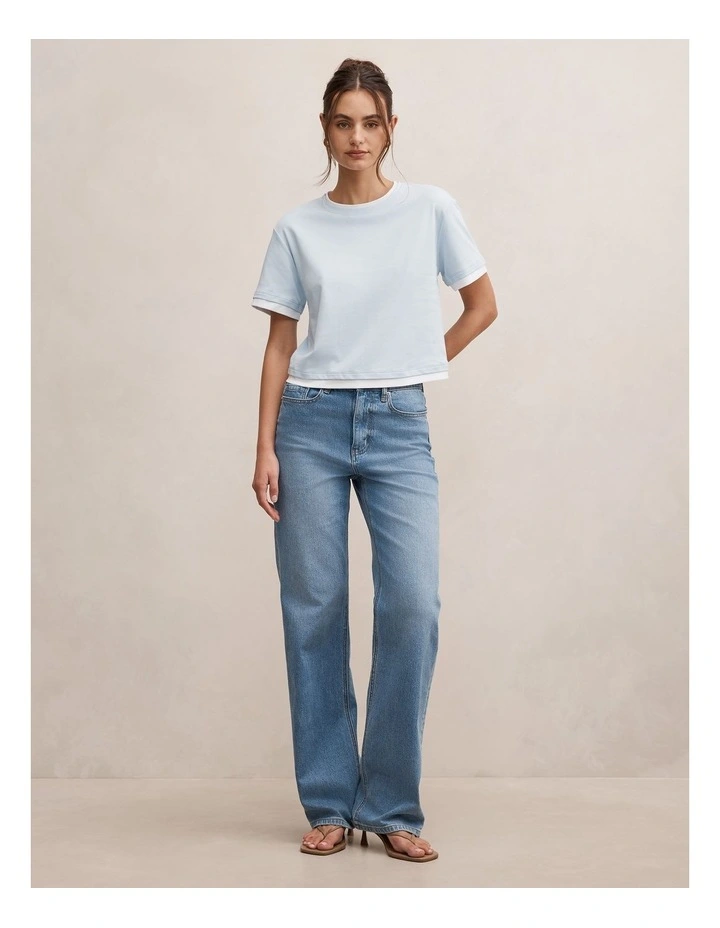 Charlie Contrast Layered T-shirt in Blue image 5