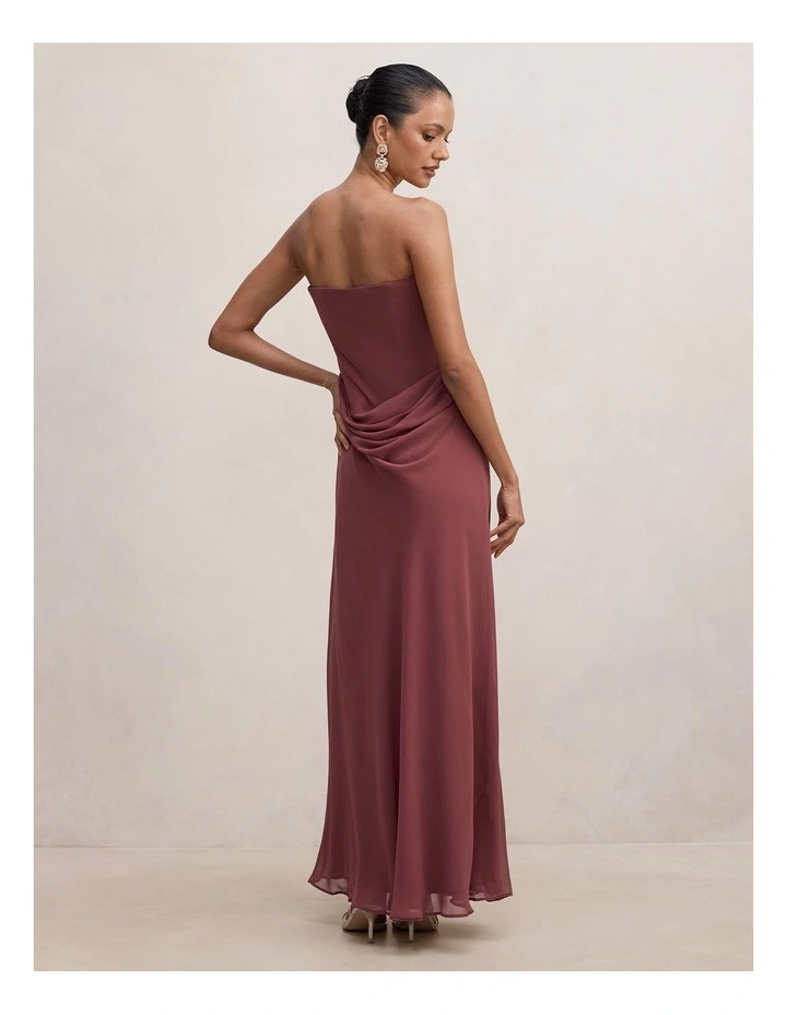 Gwynne Draped Strapless Maxi Dress in Purple image 2