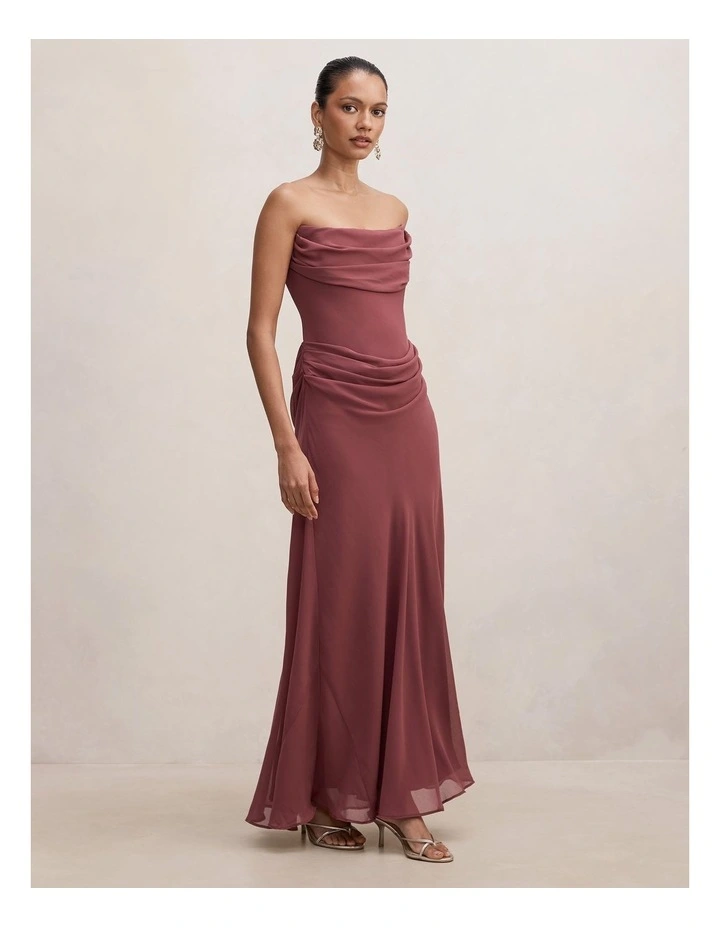 Gwynne Draped Strapless Maxi Dress in Purple image 3