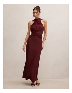 Rosalba Gathered Panel Maxi Dress in Purple