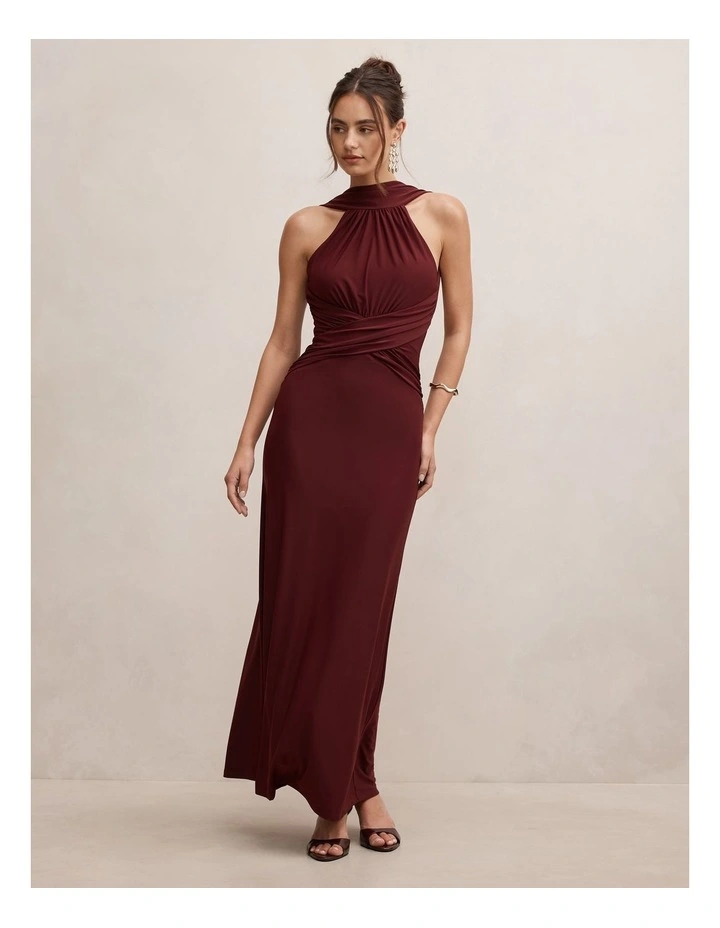Rosalba Gathered Panel Maxi Dress in Purple image 1
